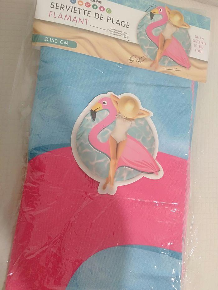 Serviette de plage ronde Flamingo - photo numéro 1