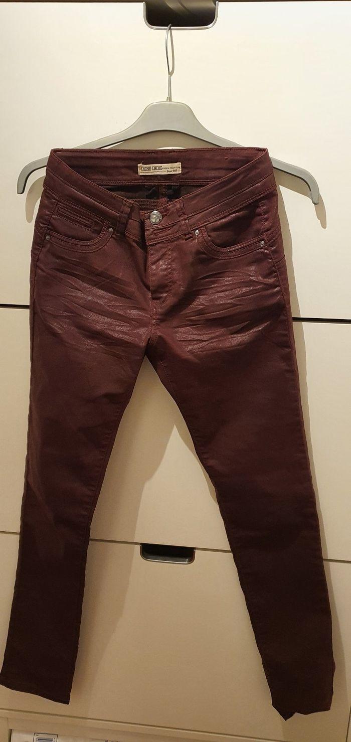 Pantalon rouge bordeaux 36 enduit - photo numéro 1