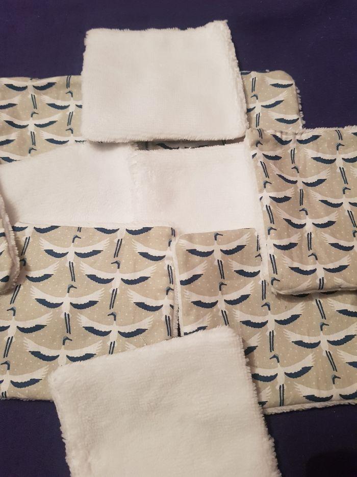 Lingettes lavables bambou blanc motif oiseaux