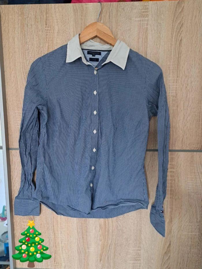 Chemise tommy hilfiger S stretch rayé bleu et blanc - photo numéro 1