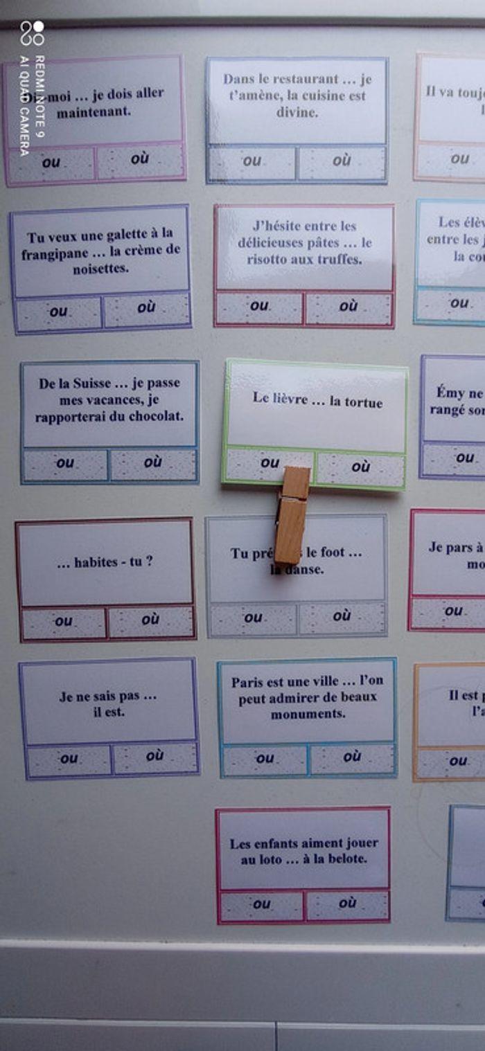 Jeu cartes à pince homophones ou où - photo numéro 3