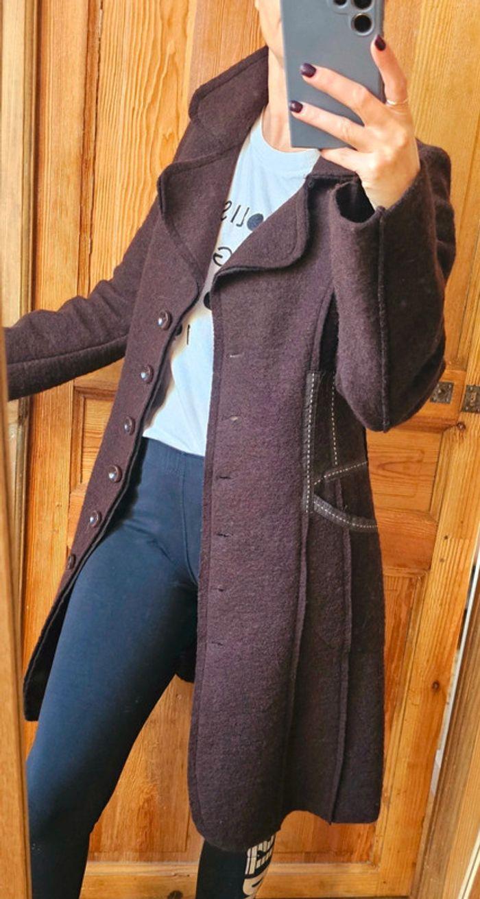 Manteau en laine marron made in Italy - photo numéro 2