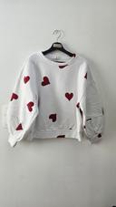 Sweat-shirt pull blanc cœurs rouges MCB Paris