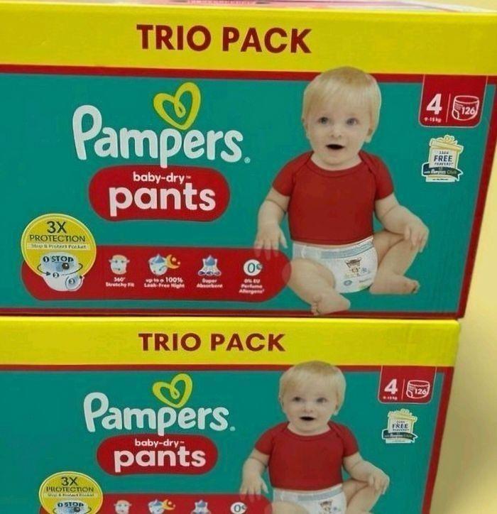 Lot 2 cartons trio pack pampers pants taille 4