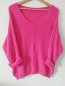 Pull fluide avec laine et mohair fushia