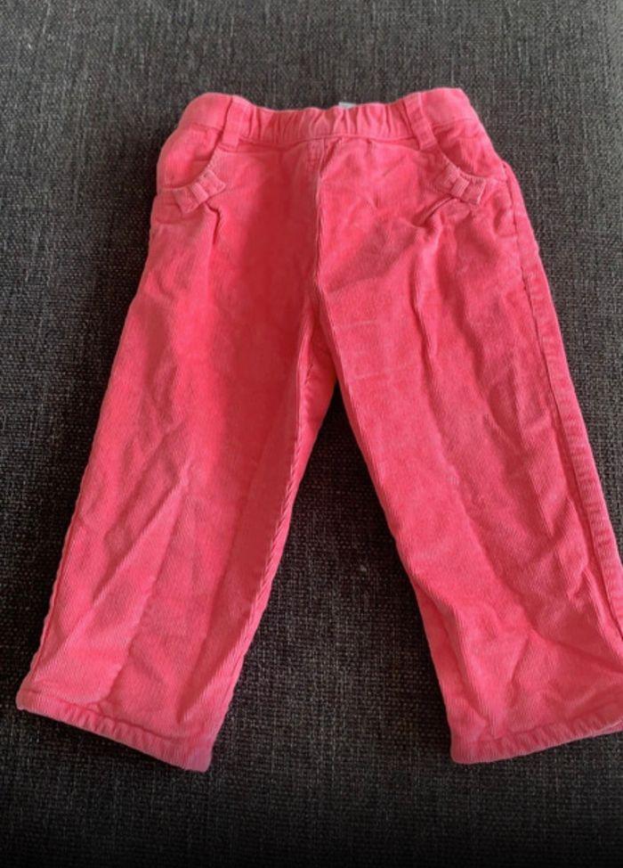 Pantalon en velours rose fuchsia, petit bateau, 18 mois. - photo numéro 1