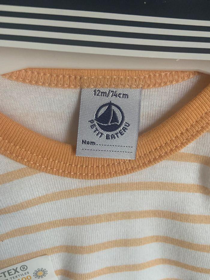 Lot de 3 bodies Petit bateau orange, rose et blanc 12 mois - photo numéro 2