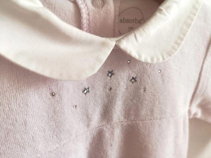 Pyjama une pièce velours rose pâle col blanc, Absorba, 18 mois - photo numéro 3