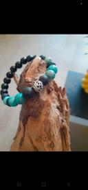 Bracelet perles turquoise et pierre de lave