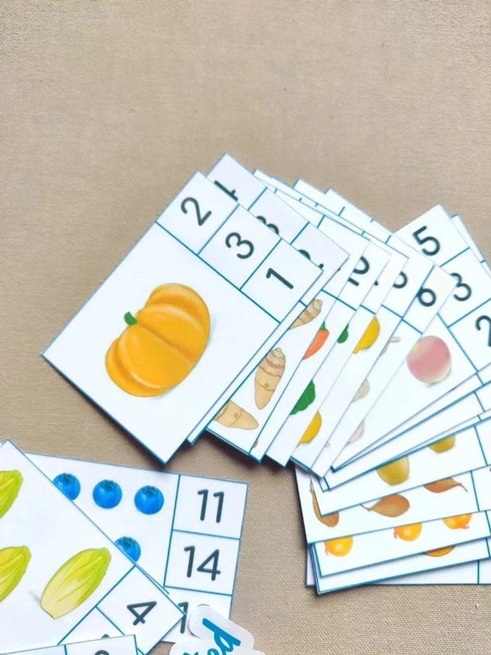 24 Cartes à pinces fruits et légumes pour compter - photo numéro 4