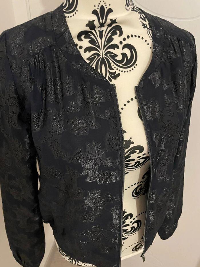 Veste blouson à manches longues bleu marine motifs perle noir grain de malice taille 38 - photo numéro 2