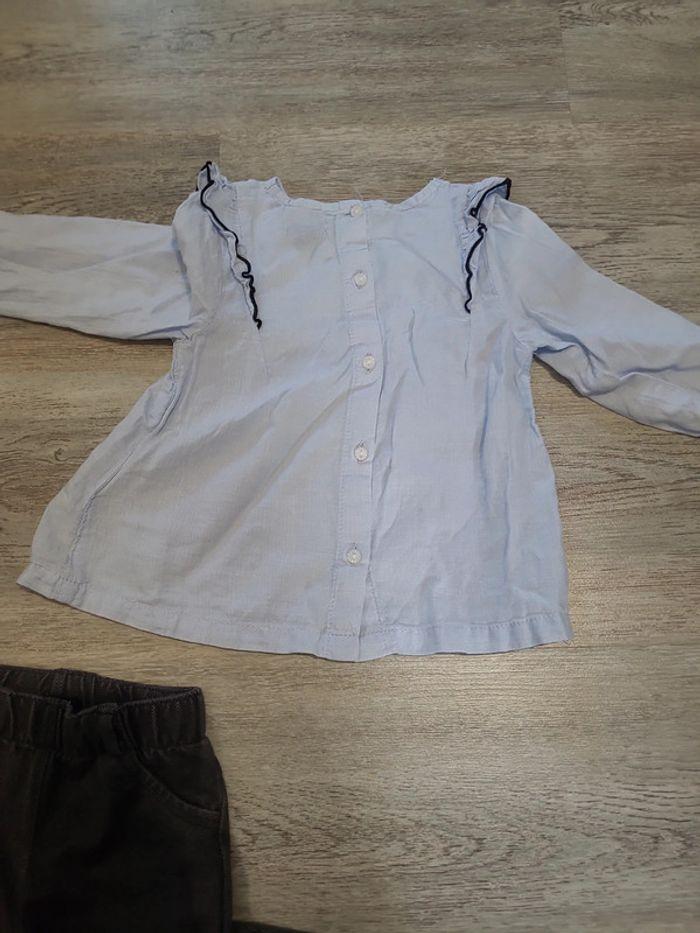 Chemise manches longues bleu ciel et pantalon gris anthracite - photo numéro 5