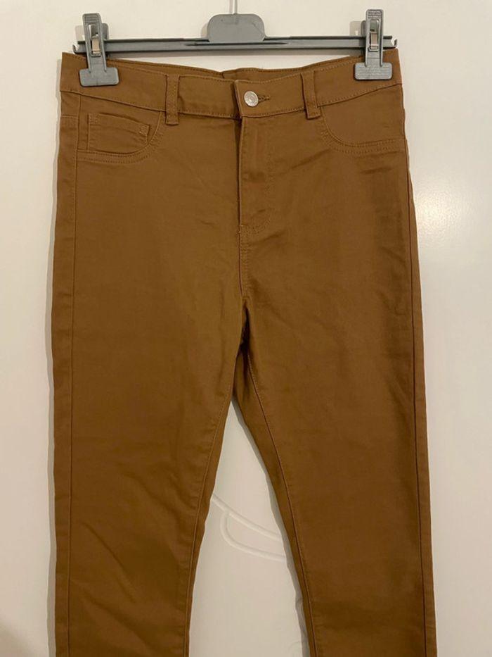 Pantalon camel beige moutarde taille haute coupe skinny neuf denim co taille 40 - photo numéro 2