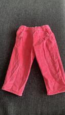 Pantalon rose fushia en velours côtelé, petit bateau, 18 mois en très bon état