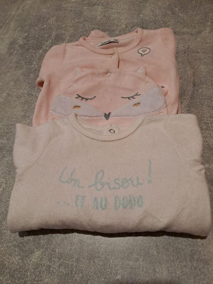 Pyjama rose blanc et bonnet naissance marque gémo 6mois les deux. - photo numéro 1