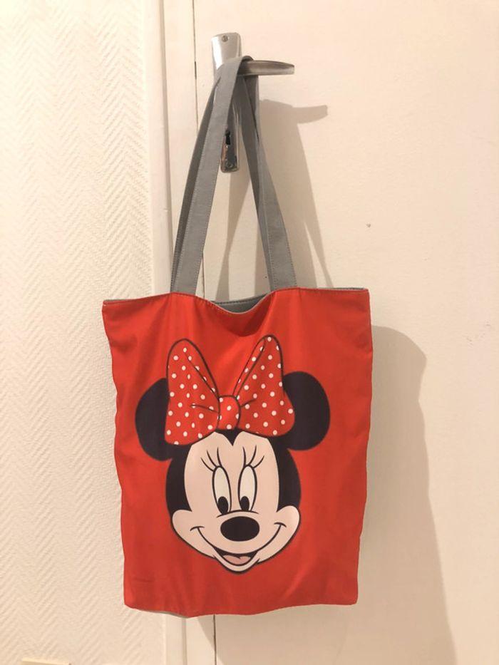 Sac tote bag en tissu très épais et solide avec fermeture zippée et tête de Minnie Mouse - photo numéro 15