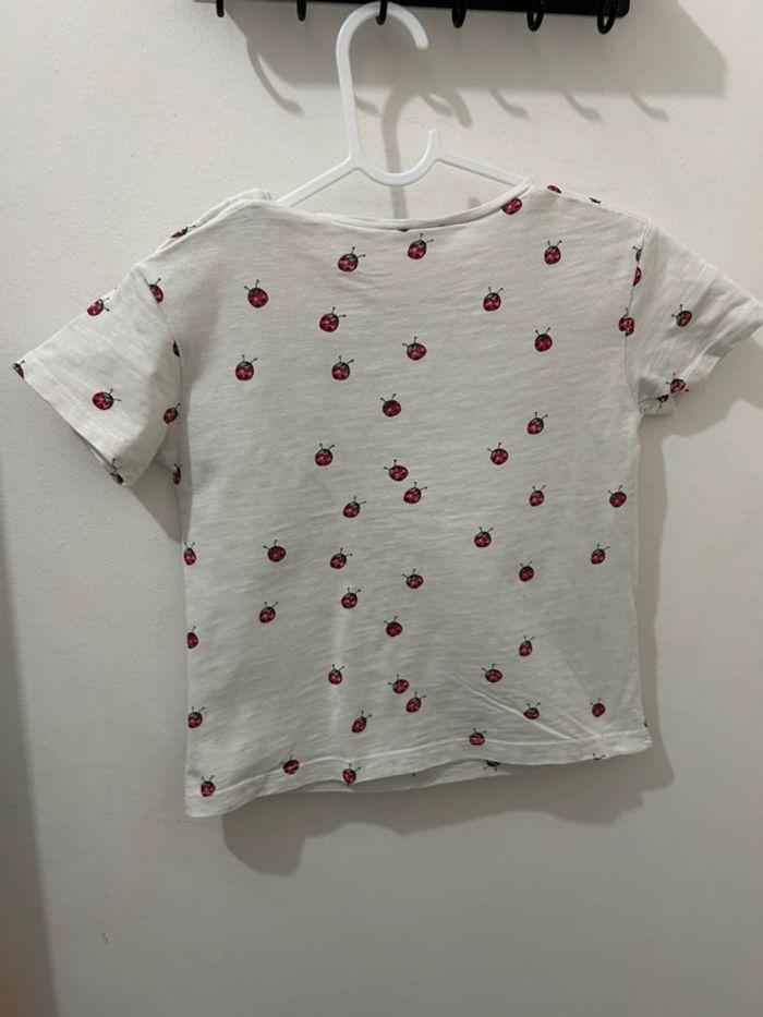 T-shirt Zara Blanc coccinelle 18/24 mois 92cm - photo numéro 3