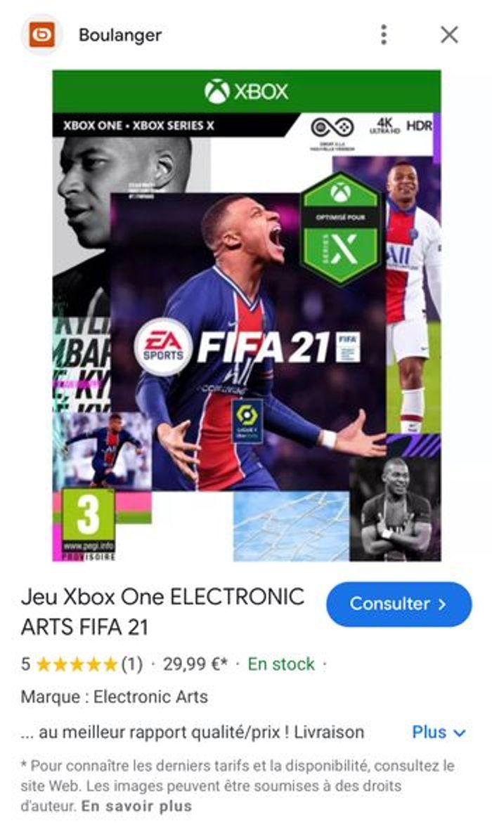 Jeu Xbox One Electronic arts FIFA 21