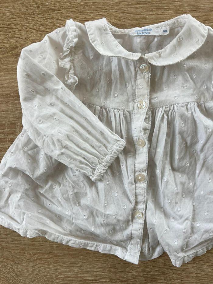 Jolie chemise blanche plumetis BE 6 mois Bout’chou - photo numéro 2