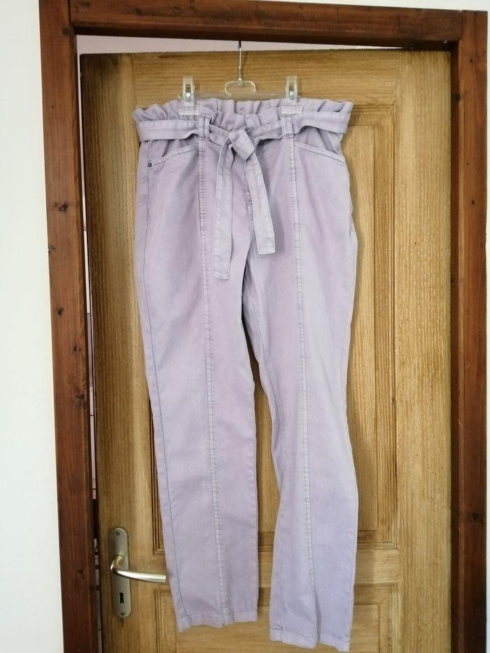 Pantalon paper bag mauve - photo numéro 1