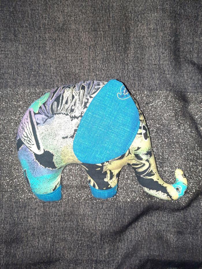 Doudou éléphant artisanal Blue Lemon - photo numéro 2