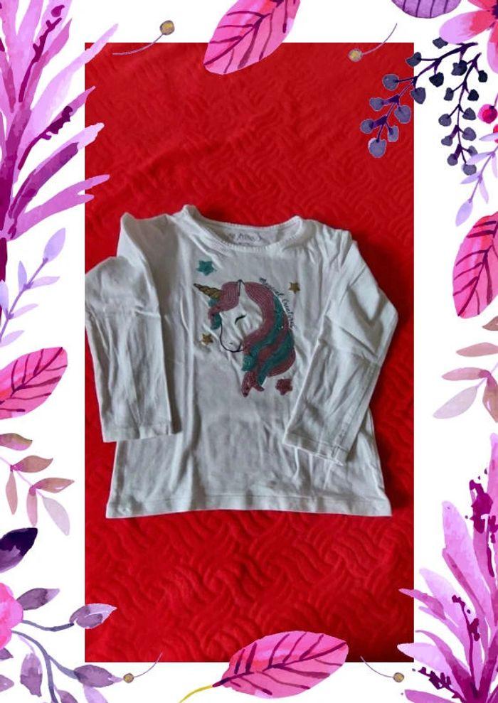 Lot 2 tee-shirts manches longues licorne fille 4 ans - photo numéro 3