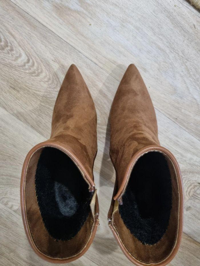 Bottines effet nubuck camel - photo numéro 4