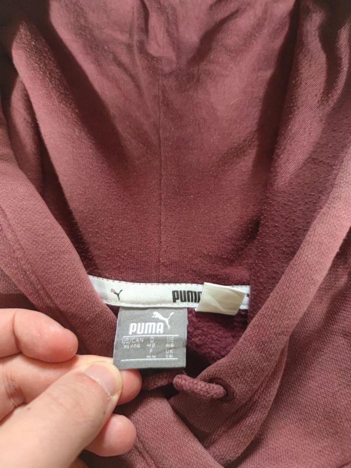 Sweat à Capuche Puma Bordeaux Logo Floqué Blanc Taille XS Homme - photo numéro 5