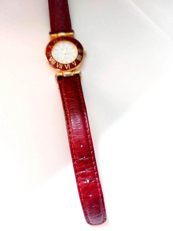 Magnifique montre vintage en cuir bracelet rouge pop time - photo numéro 5