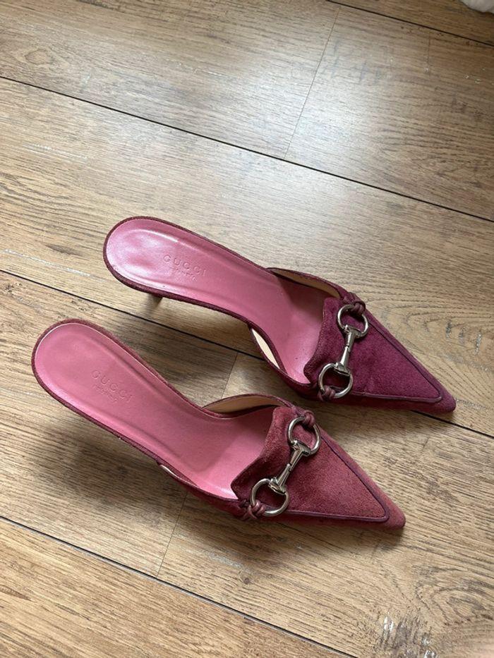 Paire de mules à talons. Escarpins couleur rose foncé, taille 37 - photo numéro 2