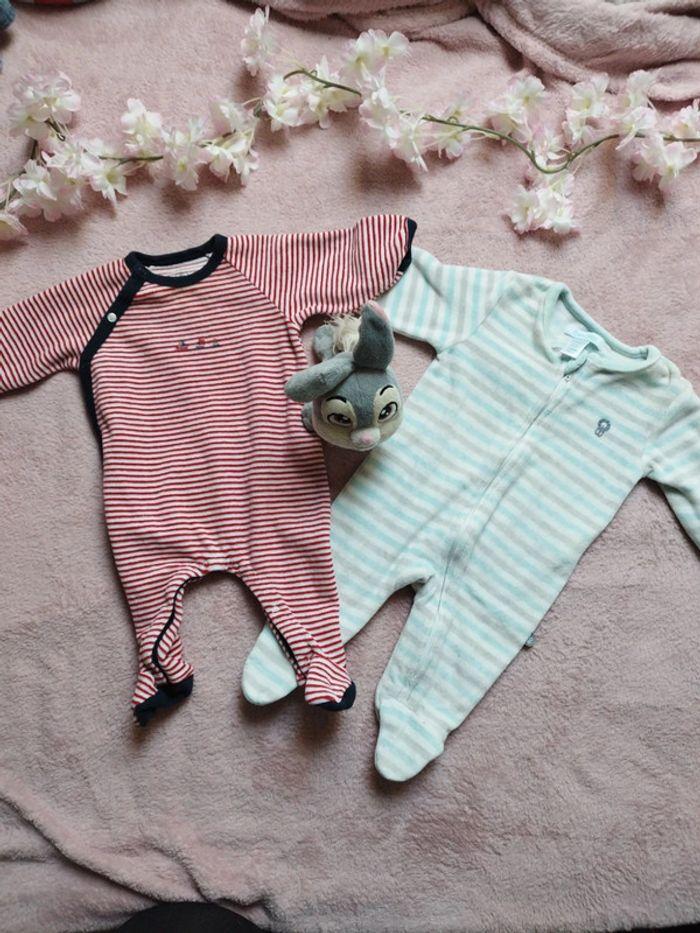 Lot de 2 pyjamas velours 1 mois - photo numéro 1