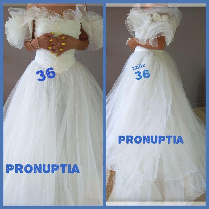 Robe de mariée Pronuptia blanche en voile  taille 36/38+ chapeau capelline satin et tulle - photo numéro 1