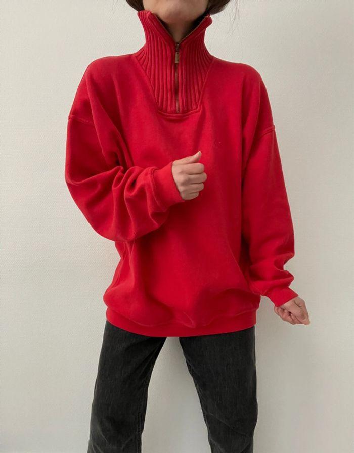 Oversized sweat rouge à col camionneur - photo numéro 13