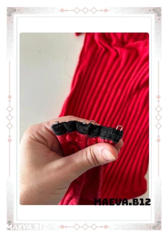 Body string culotte rouge décolleté V bretelles à nouer noeuds taille unique - photo numéro 7