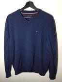 Pull col V pour homme Tommy Hilfiger bleu marine taille M 075