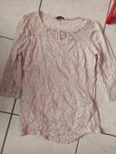 T-shirt dentelle manches 3/4 36