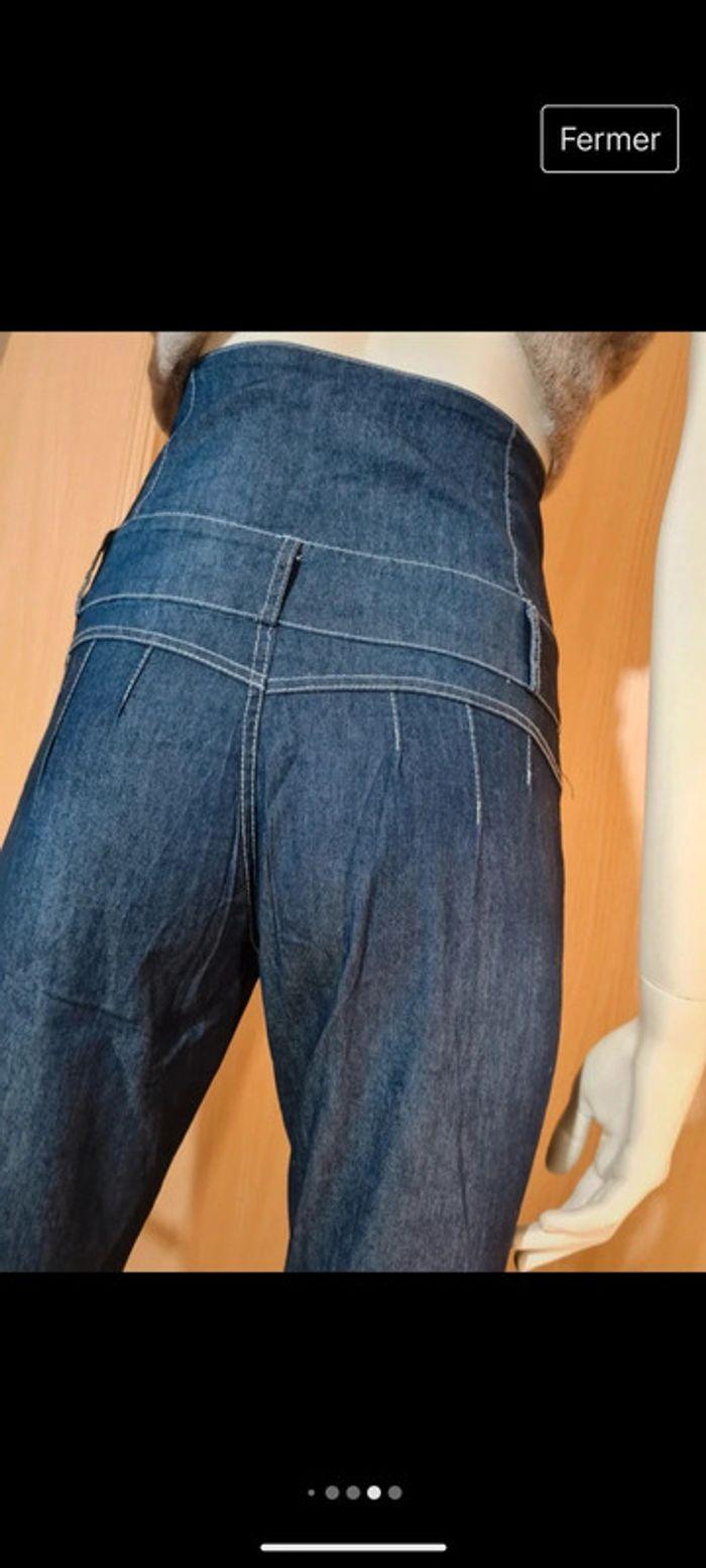 Pantalon effet jean taille haute - photo numéro 5