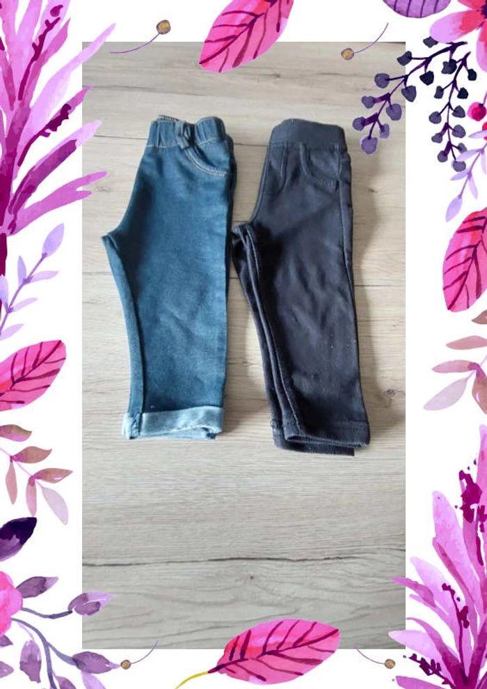 Lot 2 leggings, 1 body, 1 tee-shirt manches longues bébé fille 1 an - photo numéro 9