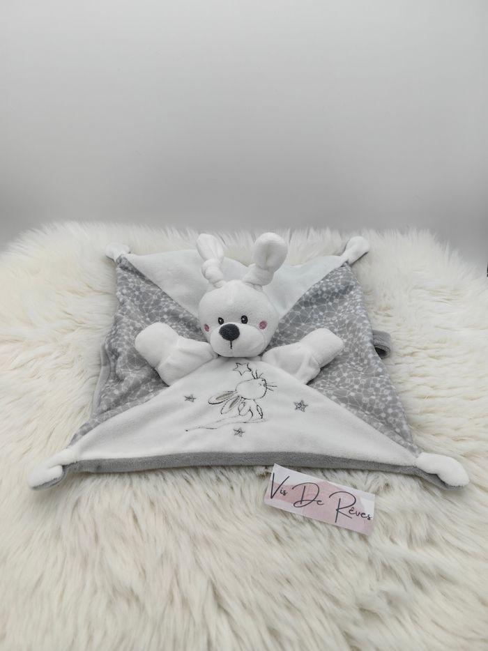 Doudou lapin blanc et gris Kiabi Nicotoy Simba toys - photo numéro 1