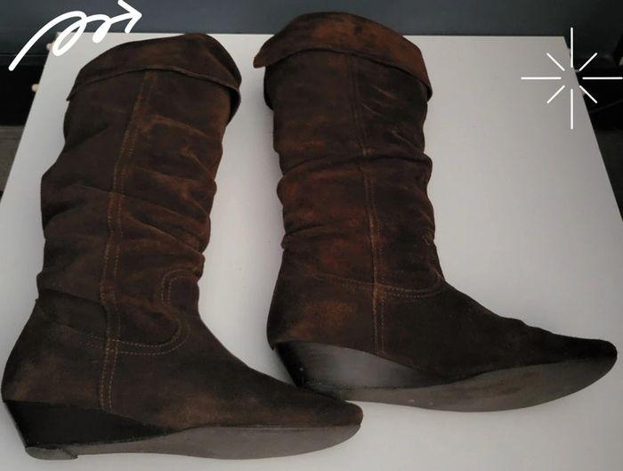 Paire de bottes en velours taille 35 en bon etat - photo numéro 10