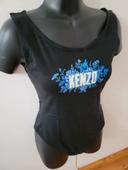 Tee shirt body Kenzo Jeans Flowers taille S noir bleu