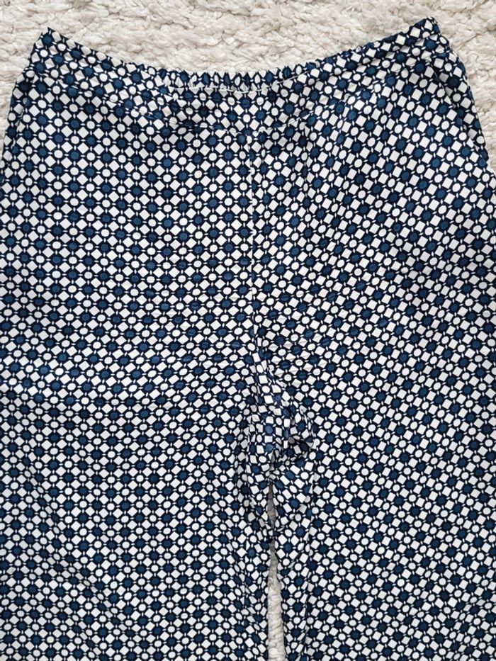 Pantalon large Zara à motifs marine/écru Taille M - photo numéro 4