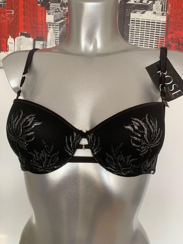 Soutien gorge noir et argenté sexy T85/C - photo numéro 1