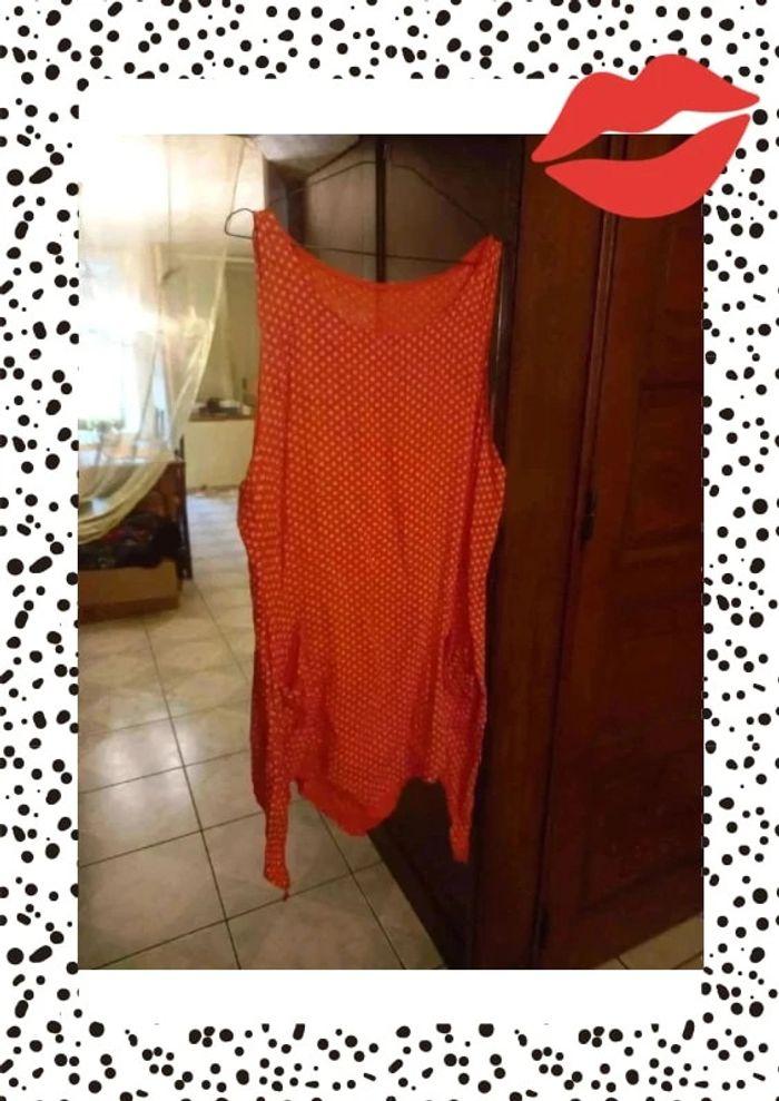 Robe corail à pois blancs taille XXXL/46 - photo numéro 4