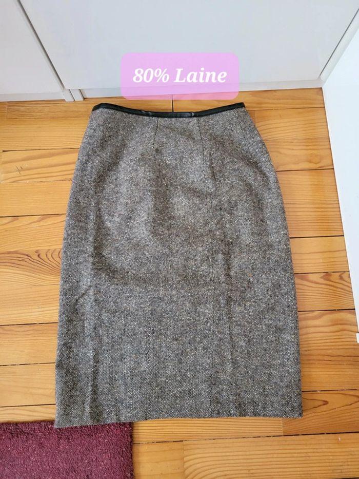 Jupe hiver 80% Laine grise blanche jaune taille S 36 La City Paris - photo numéro 1