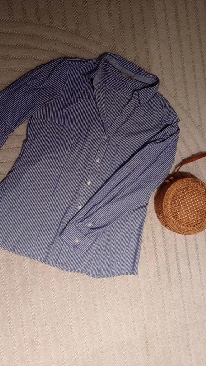 Chemise rayée bleue et blanche h&m taille 42 - photo numéro 1