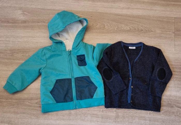 Lot sweat zippé fourré et gilet en laine