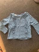 Blouse bleue à pois blanc, Eden et Victor, 4 ans, très bon état