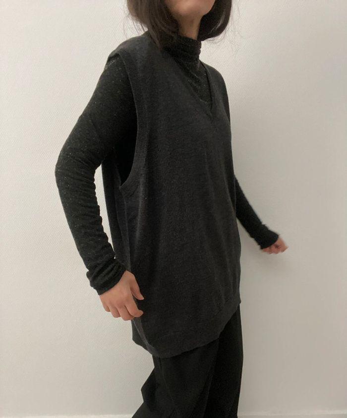 Oversized pull long sans manches anthracite - photo numéro 13