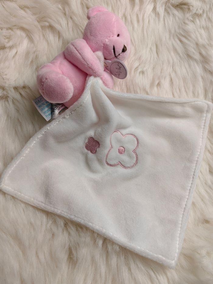 Doudou Ours blanc et rose Baby Nat  étoile - photo numéro 4